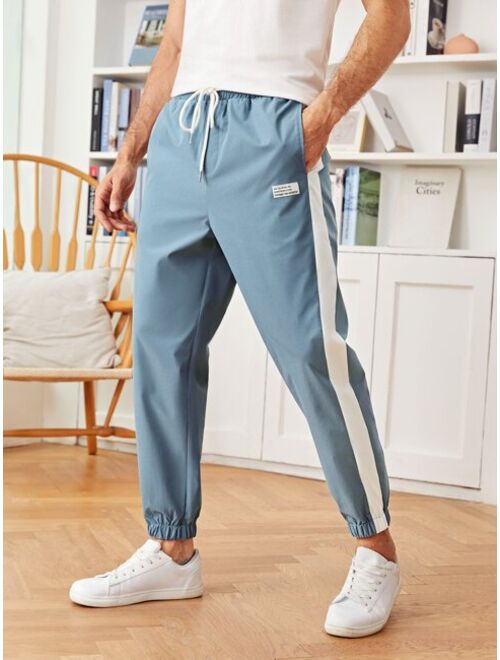 SHEIN Men Patched Detail Contrast Sideseam Pants