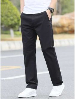 Men Solid Straight Leg Pants