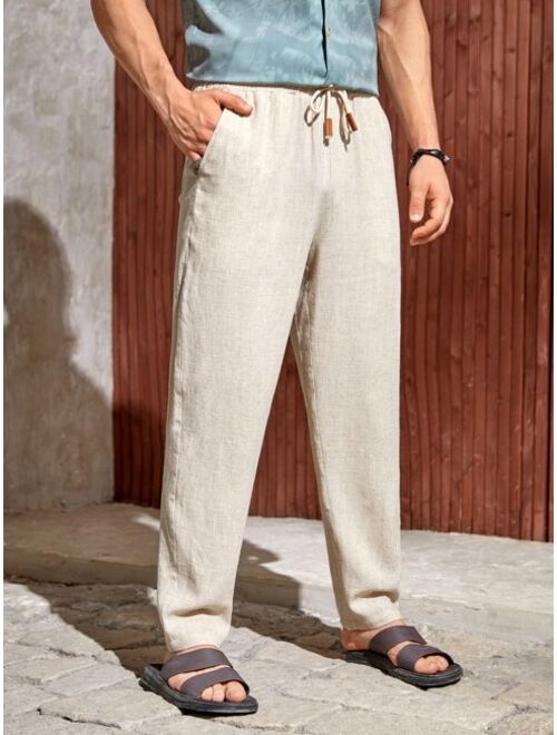 SHEIN Men Solid Drawstring Waist Pants
