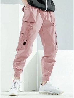 Men Flap Pocket Side Cargo Pants