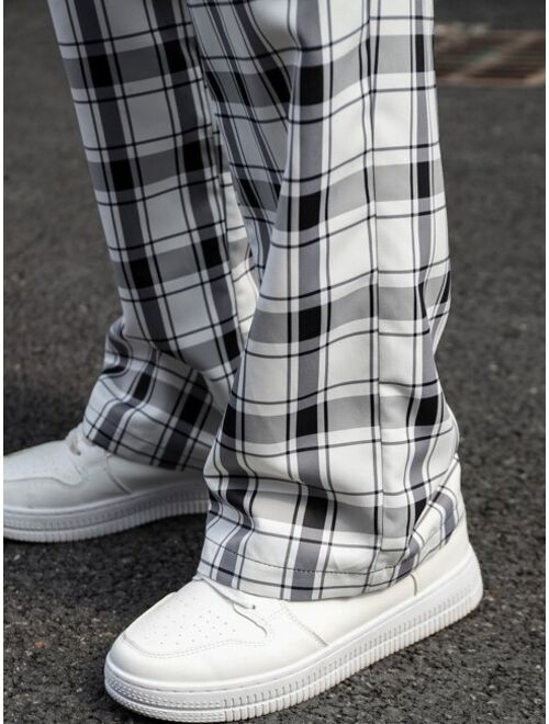 Shein Men Plaid Print Drawstring Waist Pants