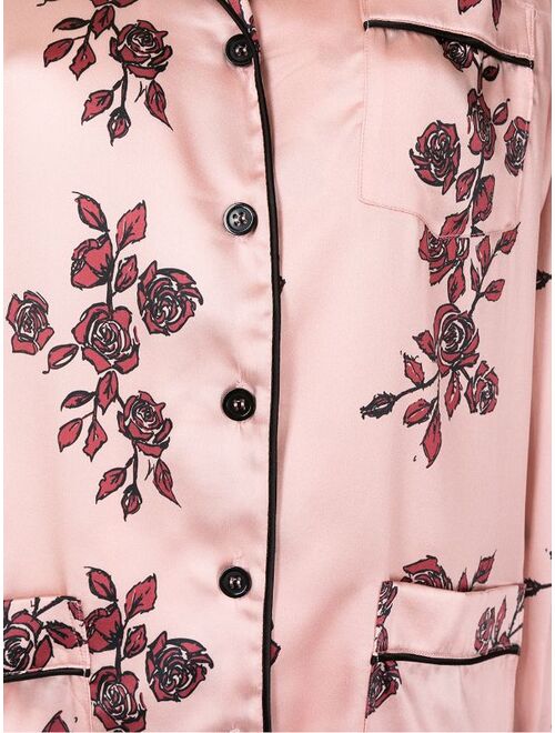 Macgraw rose print silk pajama set
