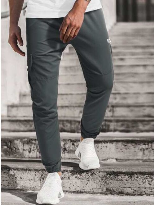 Shein Men Letter Graphic Flap Pocket Cargo Pants