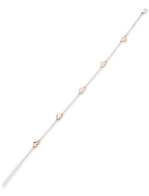 GIANI BERNINI Two-Tone Heart Anklet in Sterling Silver and 18k Rose Gold-Plate, Created for Macy's