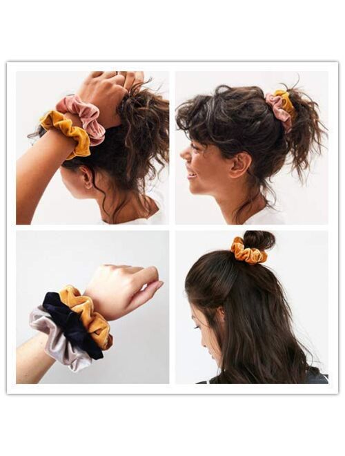 Lobaba Velvet Scrunchies Hair Ties Women - 6 Pack Big Vsco Girl Stuff Scrunchy for Hair Scrunchie Holder Elastic Bands With Zipper Pocket Gift For Friends