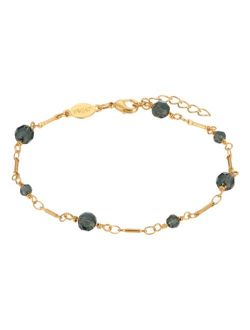 2028 Women's Gold-Tone Blue Beaded Chain Anklet