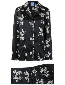 Macgraw rose print silk pajama set