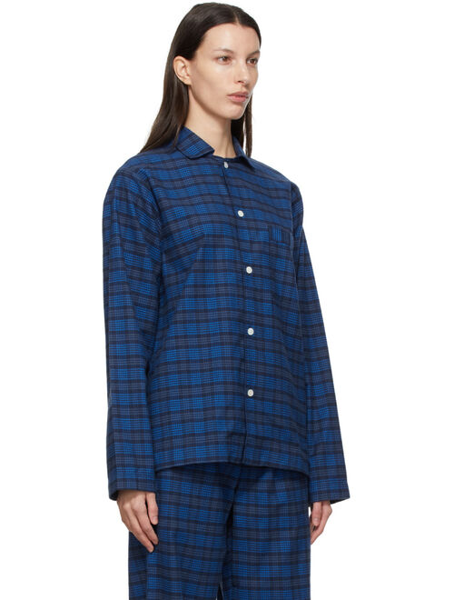 Tekla Blue Flannel Sleep Shirt