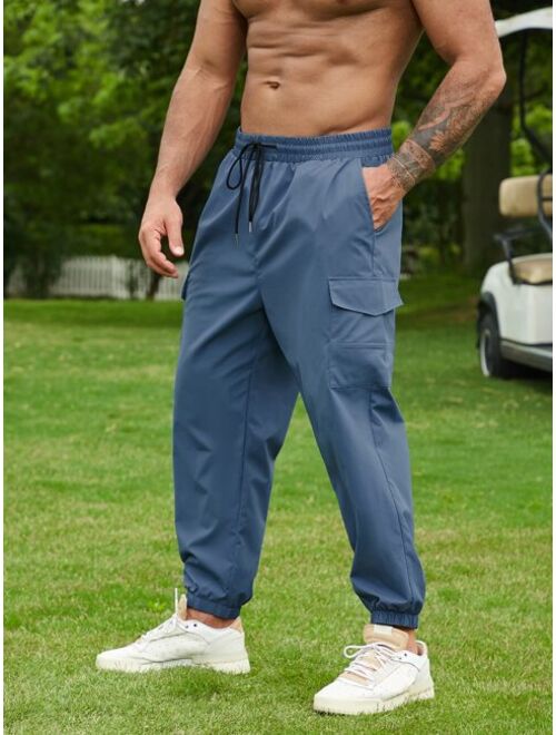 Shein Extended Sizes Men Flap Pocket Drawstring Waist Cargo Pants