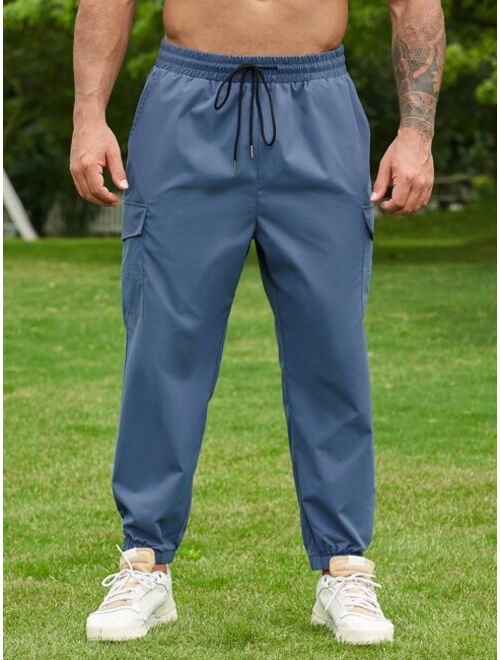 Shein Extended Sizes Men Flap Pocket Drawstring Waist Cargo Pants