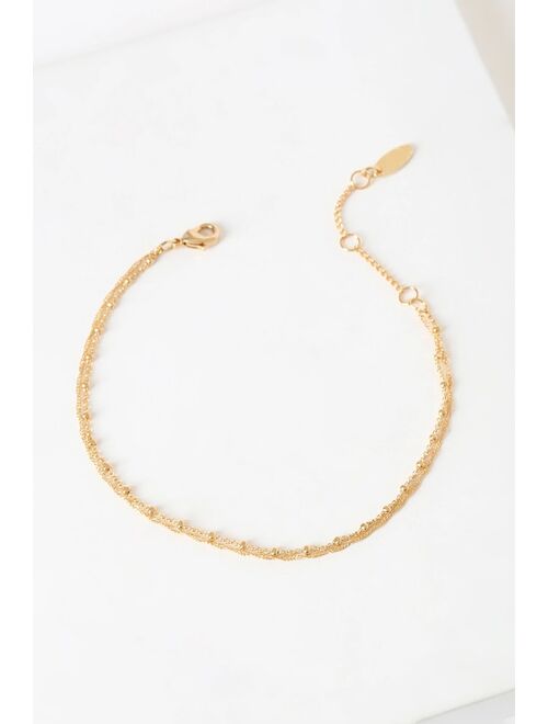 Lulus Dearly Dainty 14KT Gold Chain Layered Bracelet