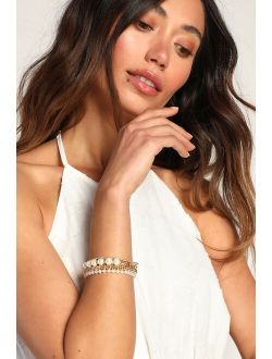 Stacked Up Style Gold Pearl Bracelet Set