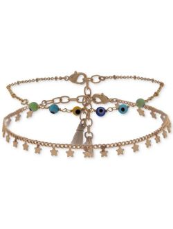 LONNA & LILLY Gold-Tone 2-Pc. Set Beaded Star Anklets