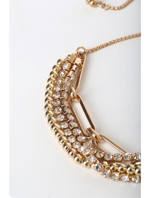 Lulus Always Be Your Favorite Gold Rhinestone Layered Bracelet