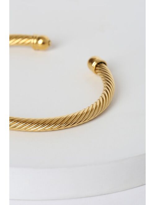 Lulus Twists and Turns 14KT Gold Cuff Bracelet