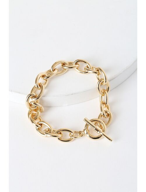 Lulus Link Up Later Gold Chain Link Bracelet