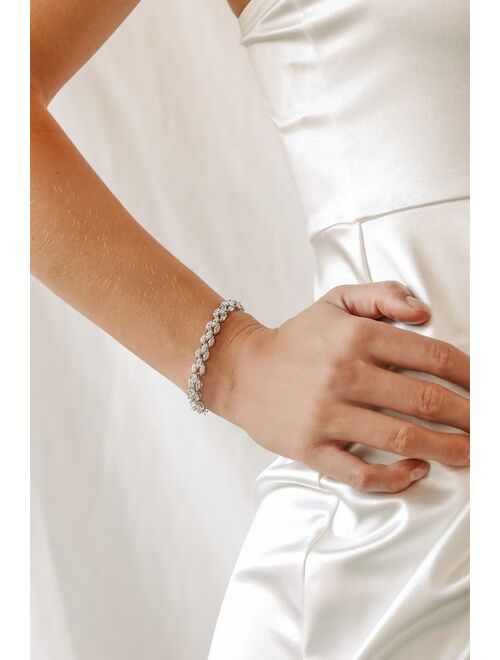 Lulus All Agleam Silver Rhinestone Bracelet