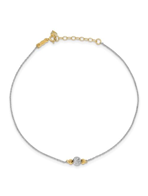 MACY'S Bead Ropa Chain Anklet in 14k White and Yellow Gold