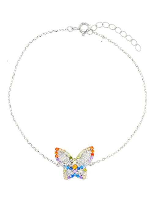 MACY'S Multicolor Butterfly Anklet in Sterling Silver