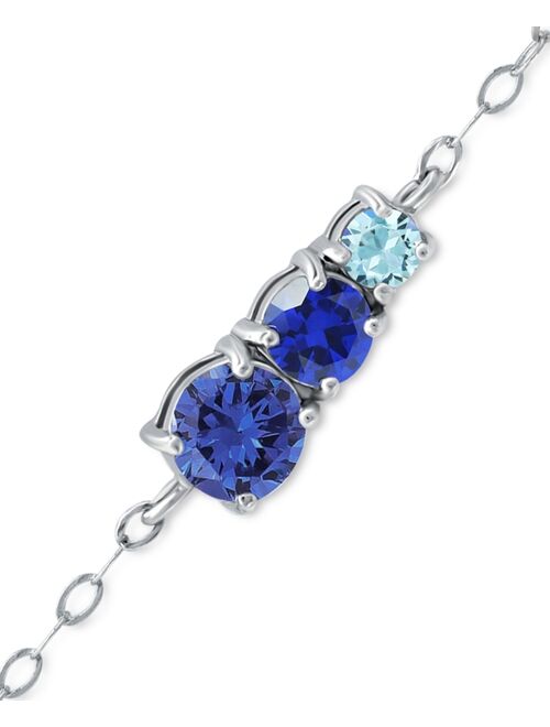 GIANI BERNINI Blue Cubic Zirconia Graduating Three Stone Chain Ankle Bracelet in Sterling Silver, Created for Macy's