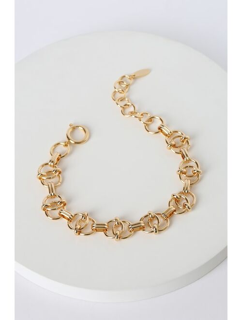 Lulus Linked Luxury 14KT Gold Chain Bracelet