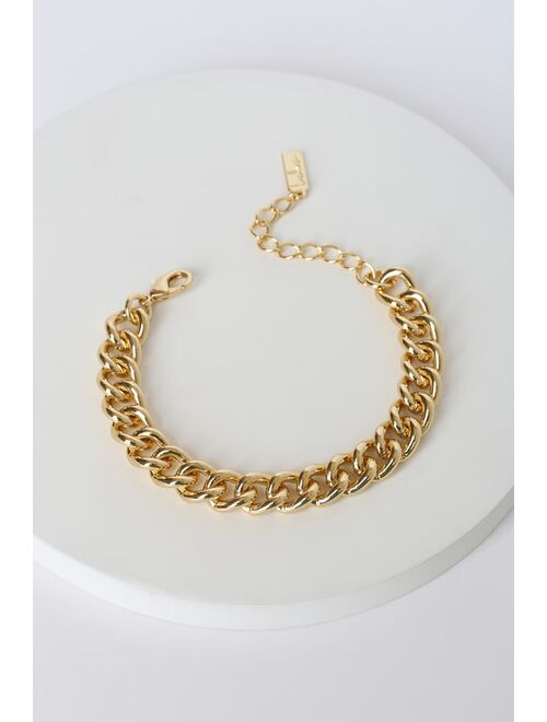 Lulus Thick as Thieves 14 KT Gold Chunky Chain Bracelet