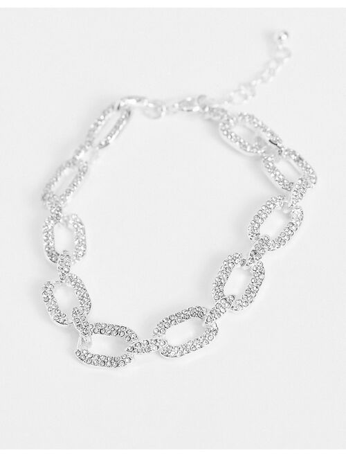 Reclaimed Vintage inspired unisex Limited Edition silver plated sparkly chain bracelet