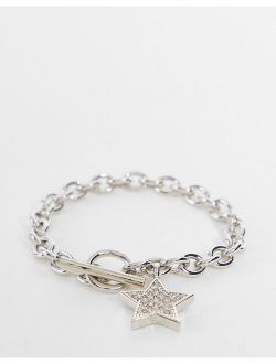 Inspired unisex y2k chain bracelet with star in silver