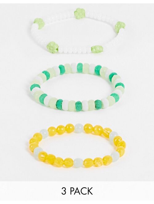 Reclaimed Vintage Inspired unisex bracelet pack in multicolored beads