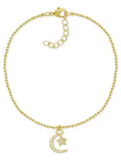 ESSENTIALS And Now This Crystal Star & Moon Charm Anklet in Gold-Plate