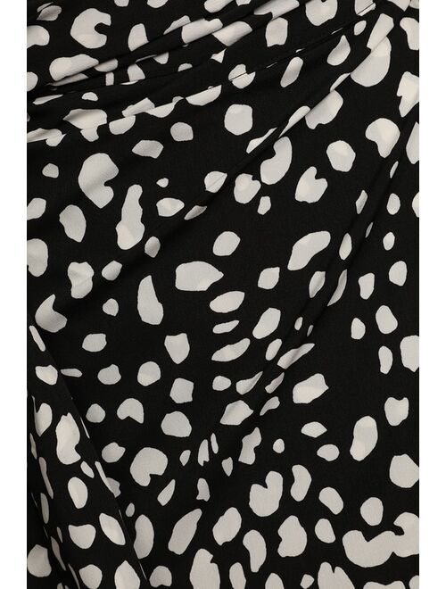 Lulus Statement-Maker Black Animal Print Wrap Midi Skirt