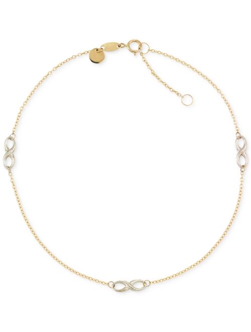 MACY'S Two-Tone Infinity Design Anklet in 14k Gold and 14k White Gold