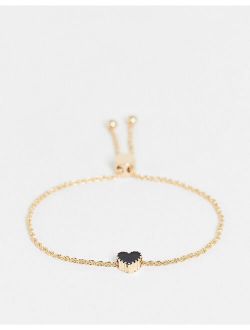 bracelet with enamel heart charm in gold tone