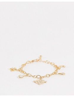 bracelet with celestial charms in gold tone