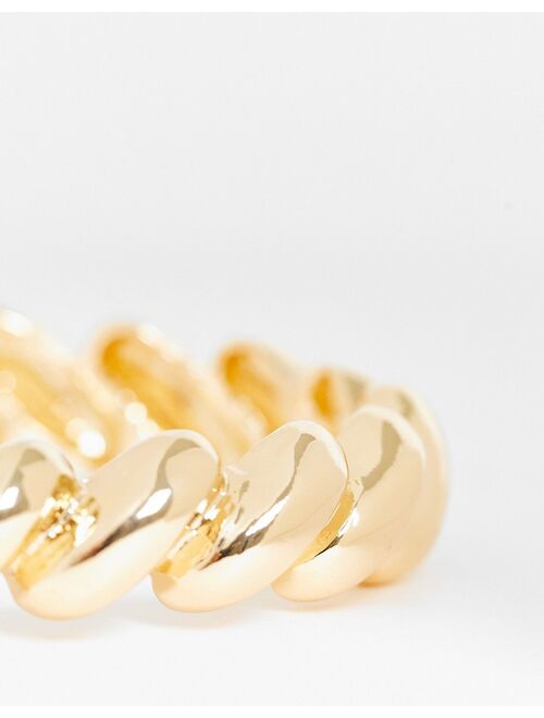 ASOS Curve ASOS DESIGN Curve cuff bracelet with squiggle design in gold tone