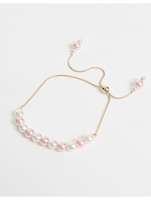 Reclaimed Vintage inspired pearl pull bracelet