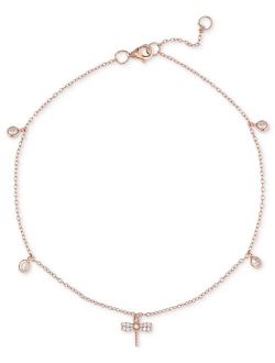GIANI BERNINI Cubic Zirconia Dragonfly & Bezel Ankle Bracelet in 18k Rose Gold-Plated Sterling Silver, Created for Macy's