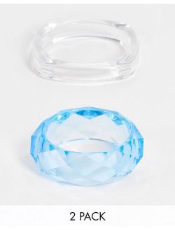 2-pack bangles in clear and blue plastic