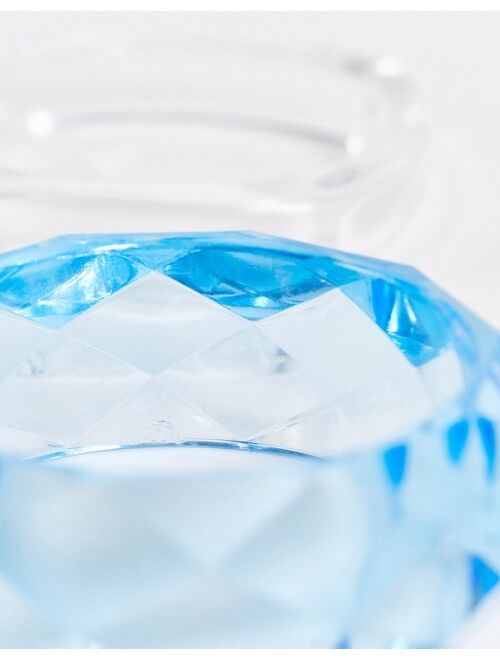ASOS DESIGN 2-pack bangles in clear and blue plastic