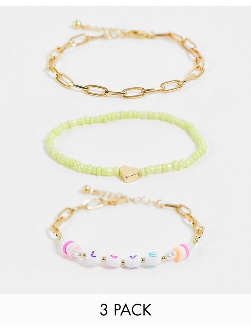 Pieces 3 pack beaded bracelets in multi