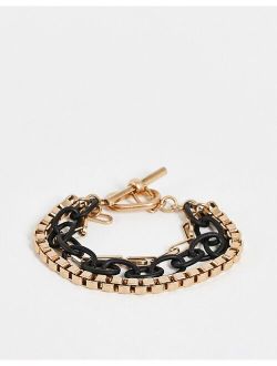 AllSaints mixed chunky chain bracelet in gold and black