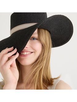 Contoured-crown straw boater hat