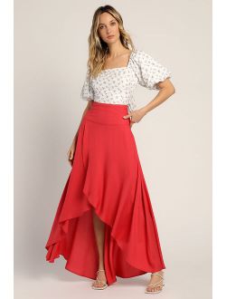 Ambrosio Red High-Low Maxi Skirt