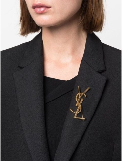 Saint Laurent textured logo letter brooch