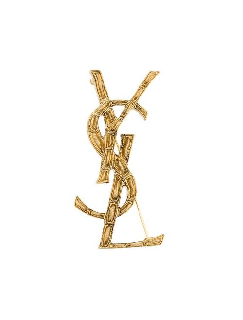 Yves Saint Laurent Saint Laurent monogram crocodile-effectt brooch
