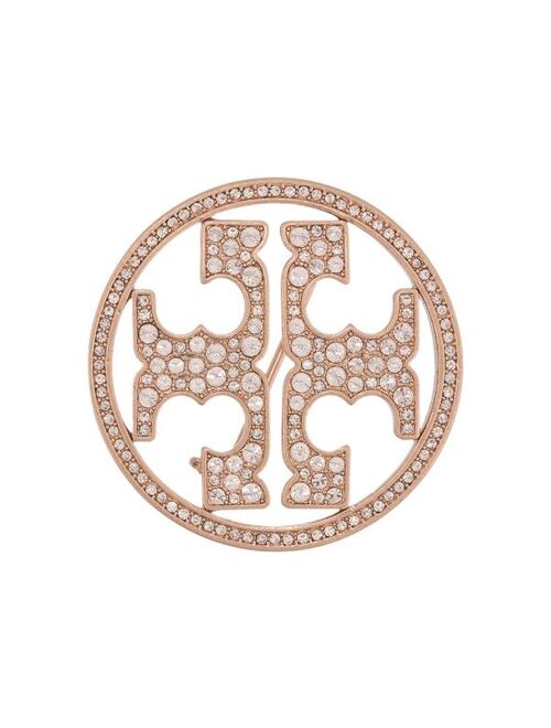 Tory Burch crystal-embellished logo brooch