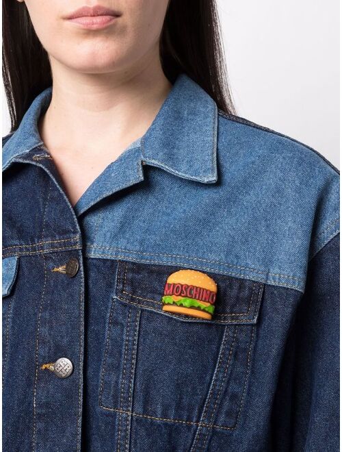 Moschino logo burger brooch