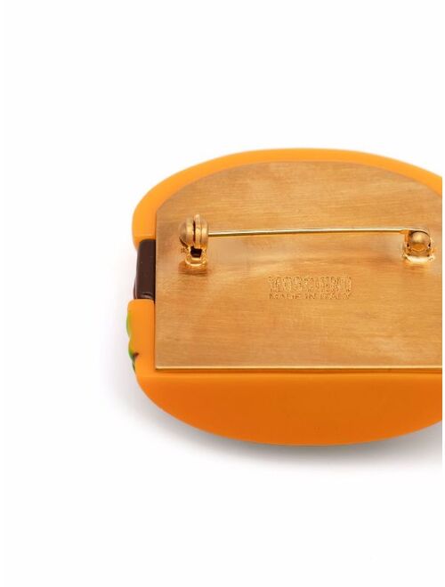 Moschino logo burger brooch