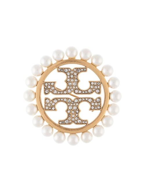 Tory Burch Miller pave pearl brooch