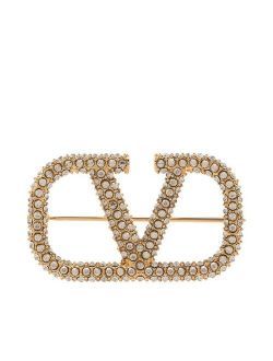Garavani crystal-embellished VLogo brooch